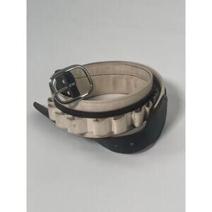 VTG JH Leather Co Canvas Shell Belt 12 Gauge Cartridge Hunting USA Made